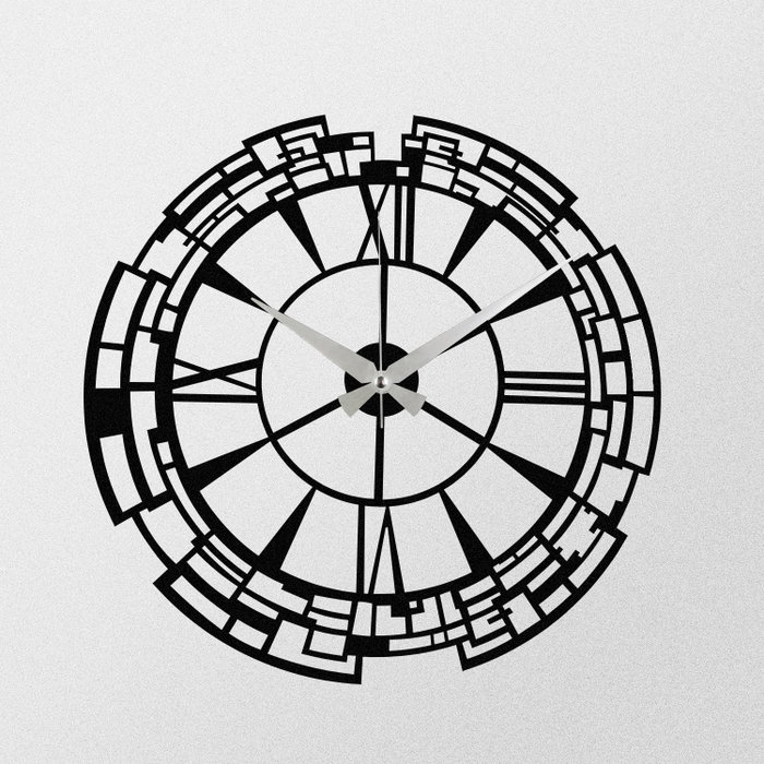 Wallity Enzoclock - S016 Reloj de Pared Decorativo de Metal Negro